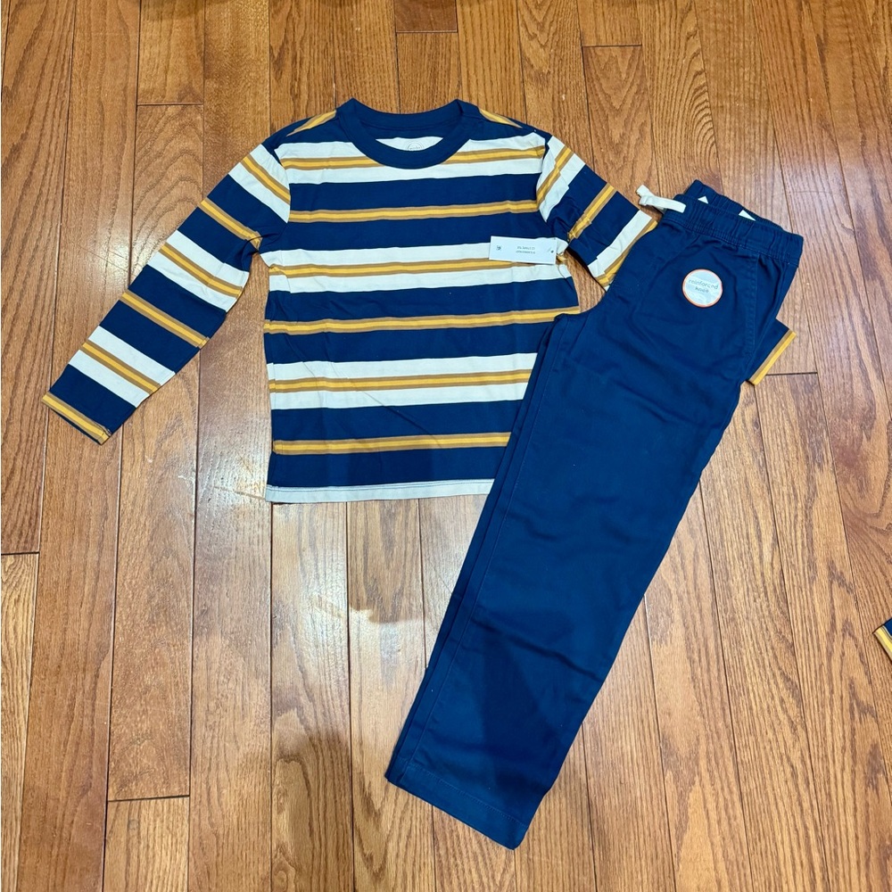 Striped Long Sleeve Shirt and Blue Pants Set NWT (Boys Size 8)
